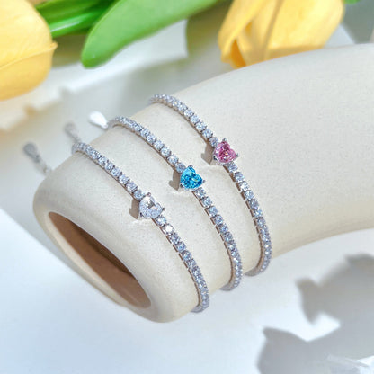 [Echo Fine ]0.5 Carat Elegant Romantic Heart Shape Lover Bracelet
