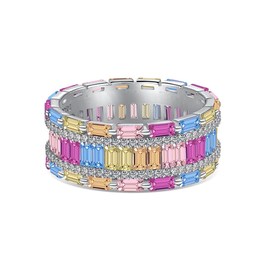 [Echo Fine ]Dazzling Colorful Radiant Cut Party Ring