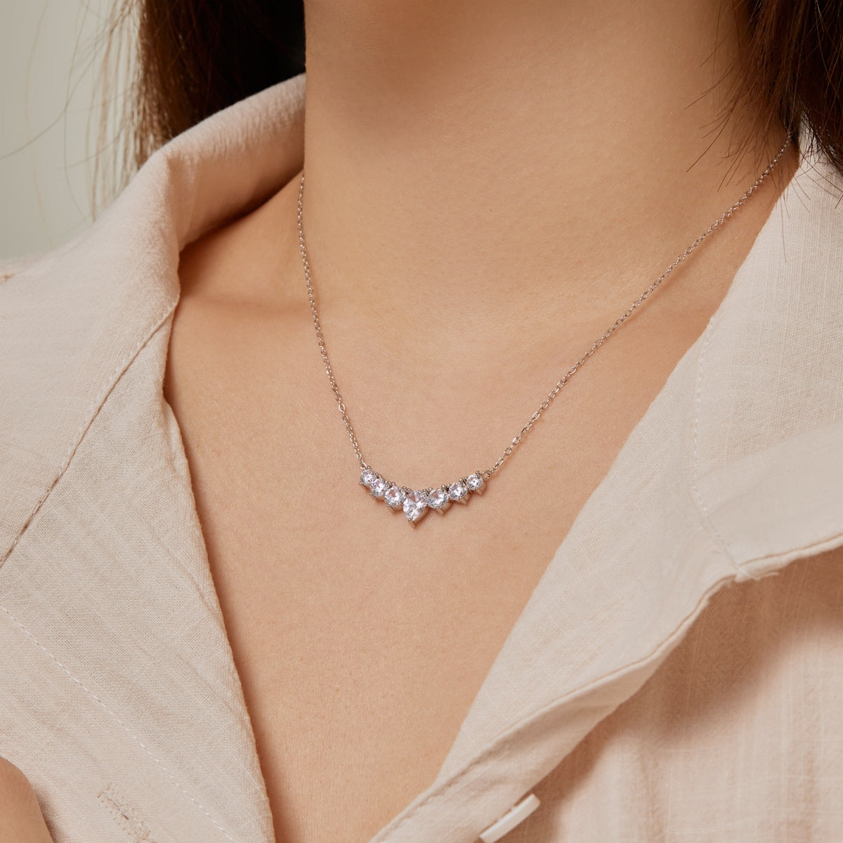 [Echo Fine ]Dainty Colorful Heart Necklace