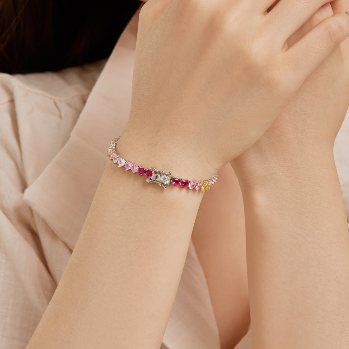 [Echo Fine ]Luxurious Colorful Romantic Heart Shape Lover Bracelet