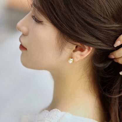 [Echo Fine ]Dainty Bread Pearl Earrings