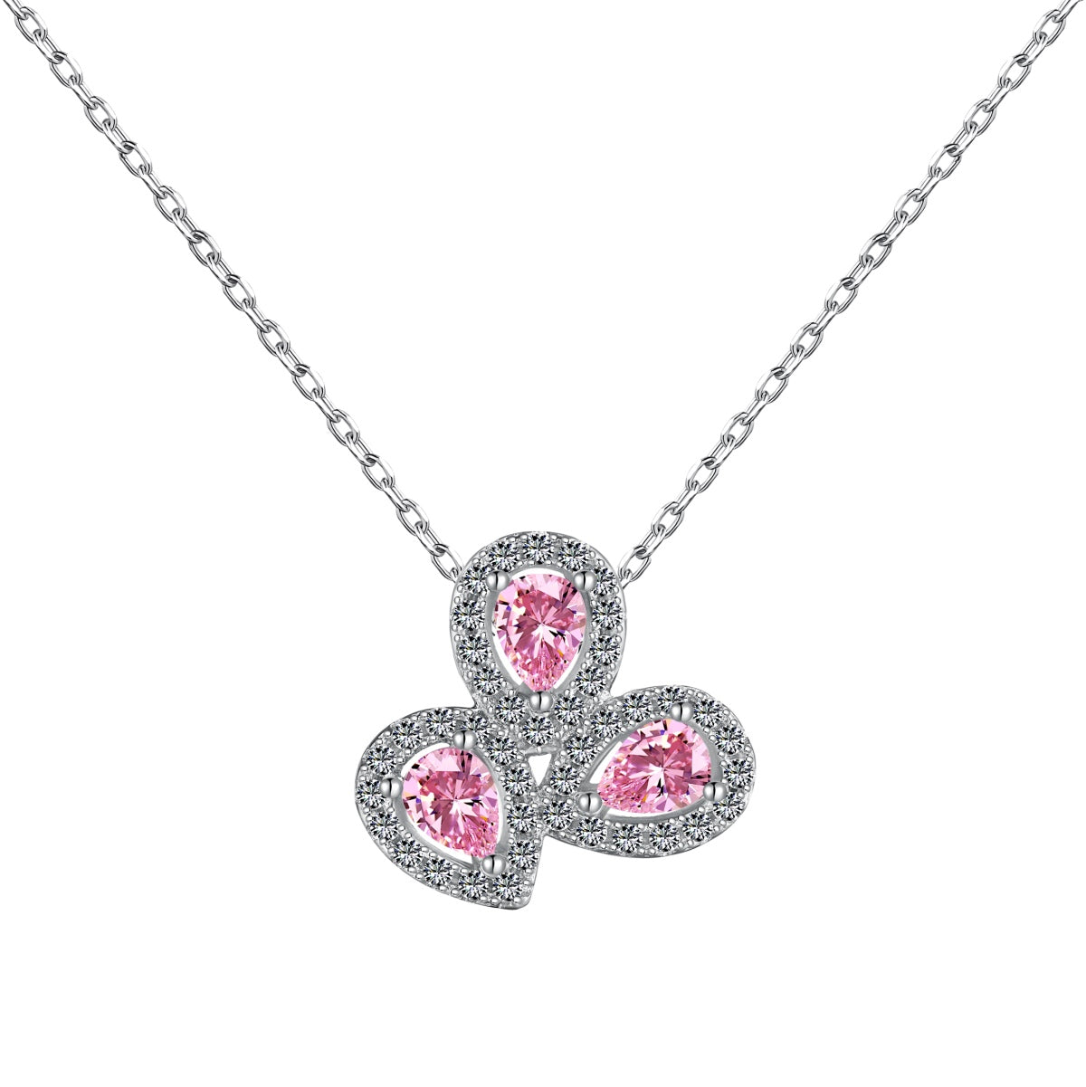 [Echo Fine ]Elegant Flower Shape Pear Cut Necklace