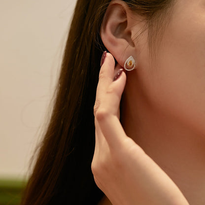 [Echo Fine ]Sparkling Delicate Water Drop Shape Daily Earrings