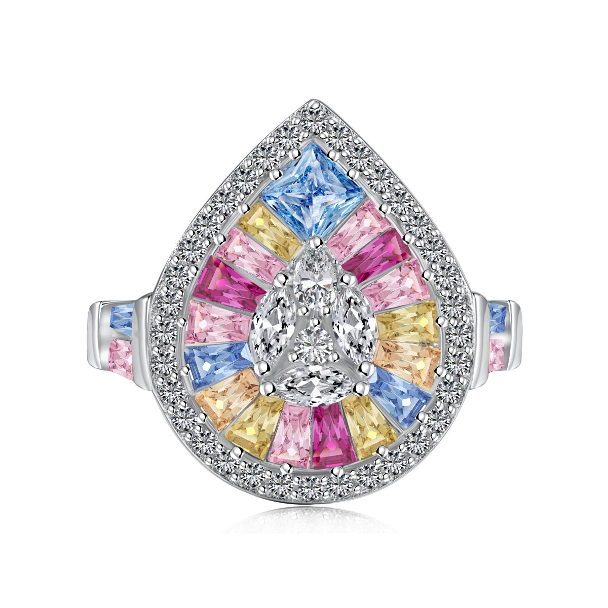 [Echo Fine ]Elegant Colorful Water Drop Shape Banquet Ring