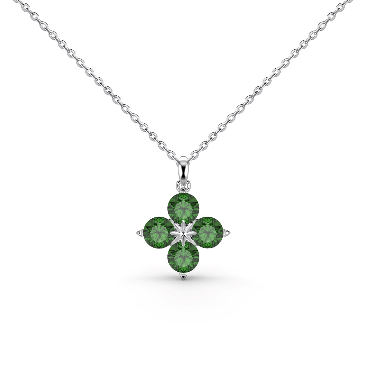 [Echo Fine ]Four-Leaf Clover And Eight-Pointed Star Necklace