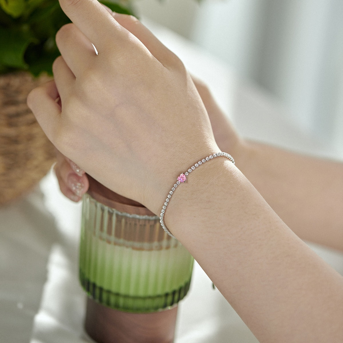 [Echo Fine ]0.5 Carat Elegant Romantic Heart Shape Lover Bracelet