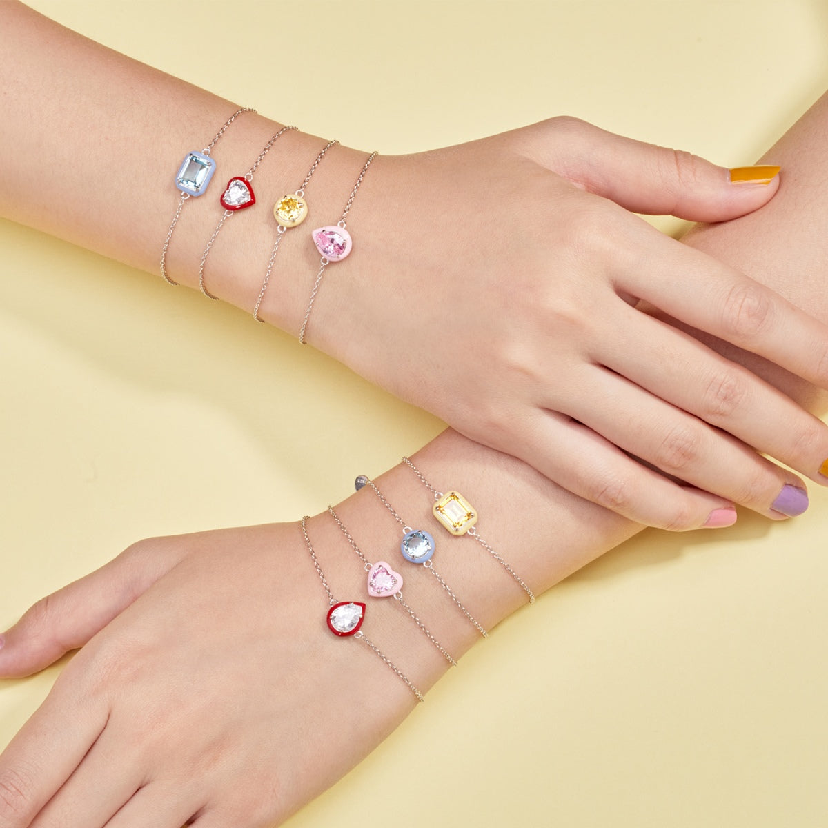 [Echo Fine ]2.0 Carat Sparkling Colorful Emerald Cut Daily Bracelet