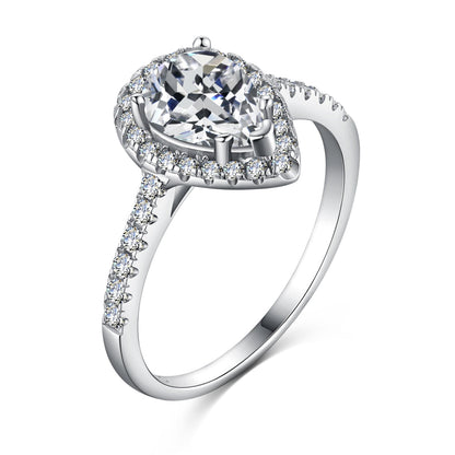 [Echo Fine ]1.0 Carat Luxurious Resplendent Water Drop Shape Wedding Ring
