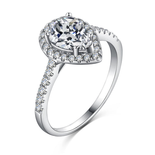 [Echo Fine ]1.0 Carat Luxurious Resplendent Water Drop Shape Wedding Ring