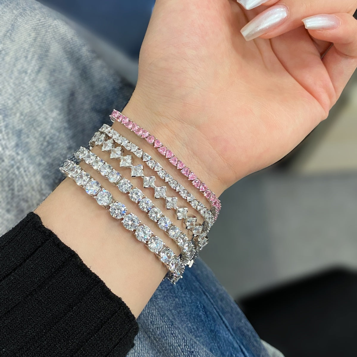 [Echo Fine ]0.5 Carat Ornate Princess Cut Daily Bracelet