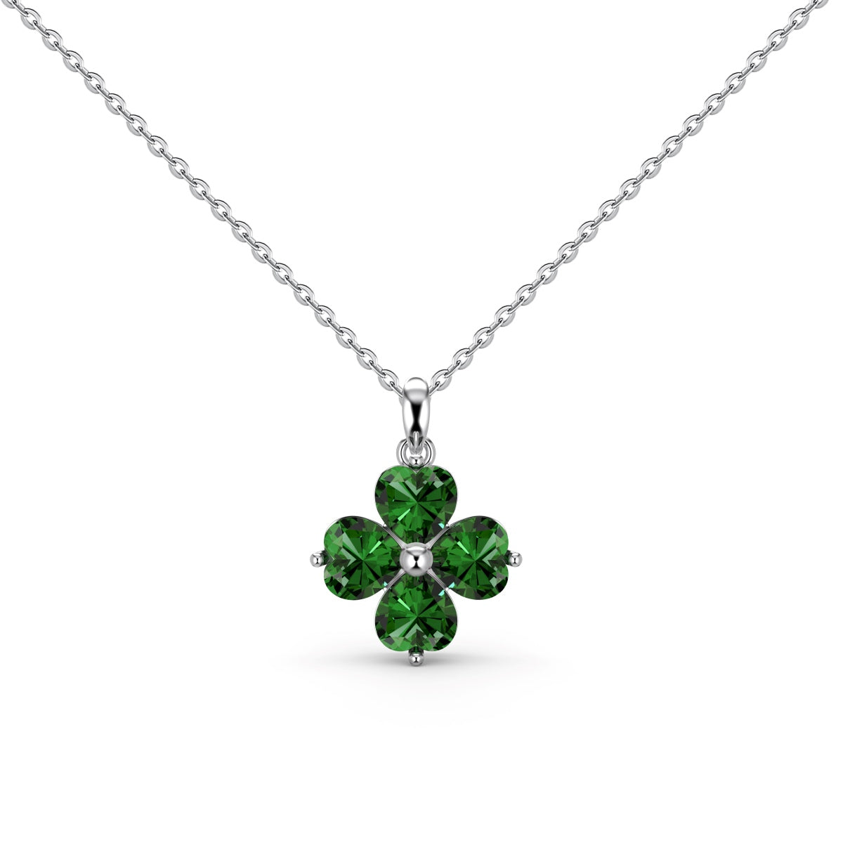 [Echo Fine ]Heart-Shaped Four-Leaf Clover Bead Necklace