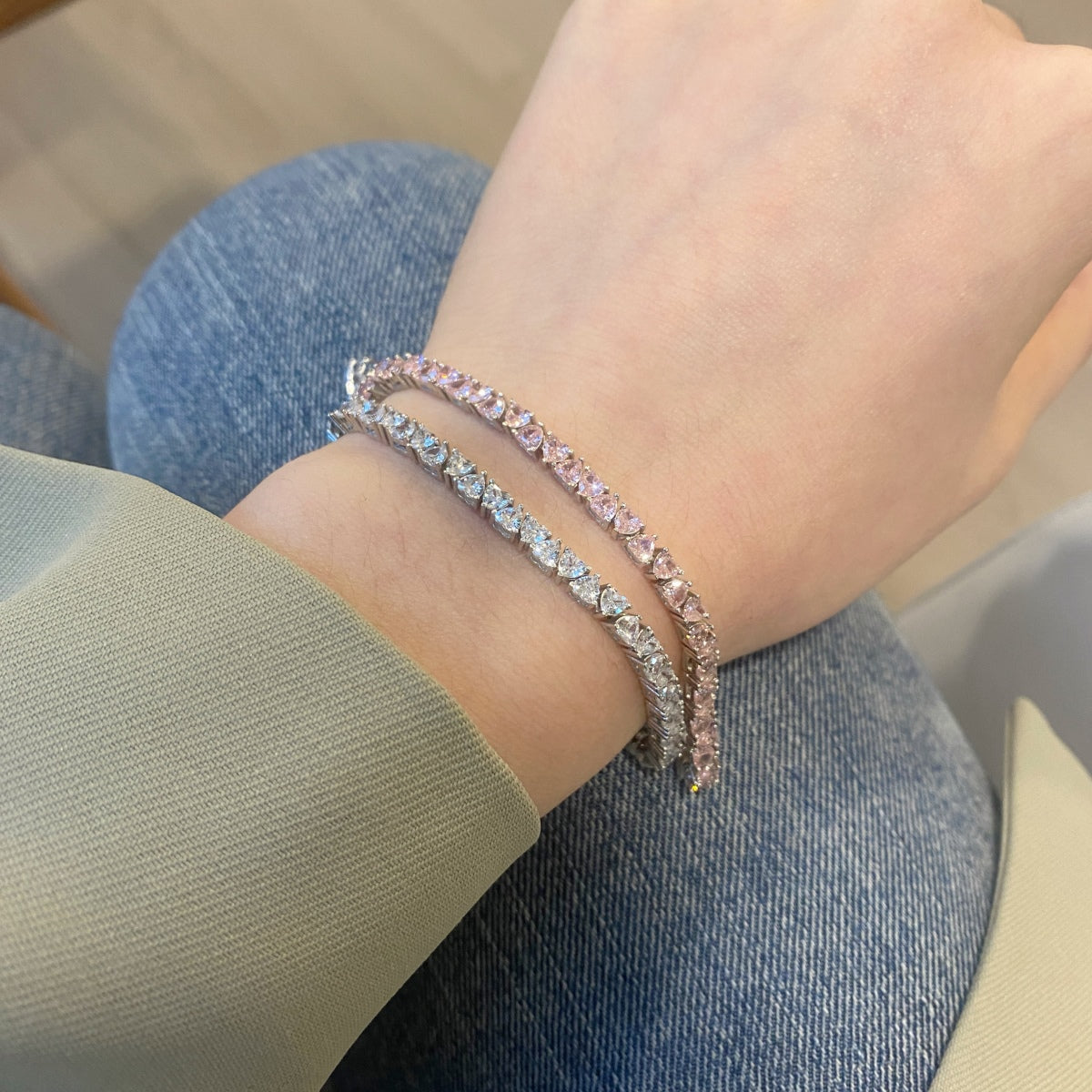 [Echo Fine ]Dazzling Romantic Heart Shape Lover Bracelet