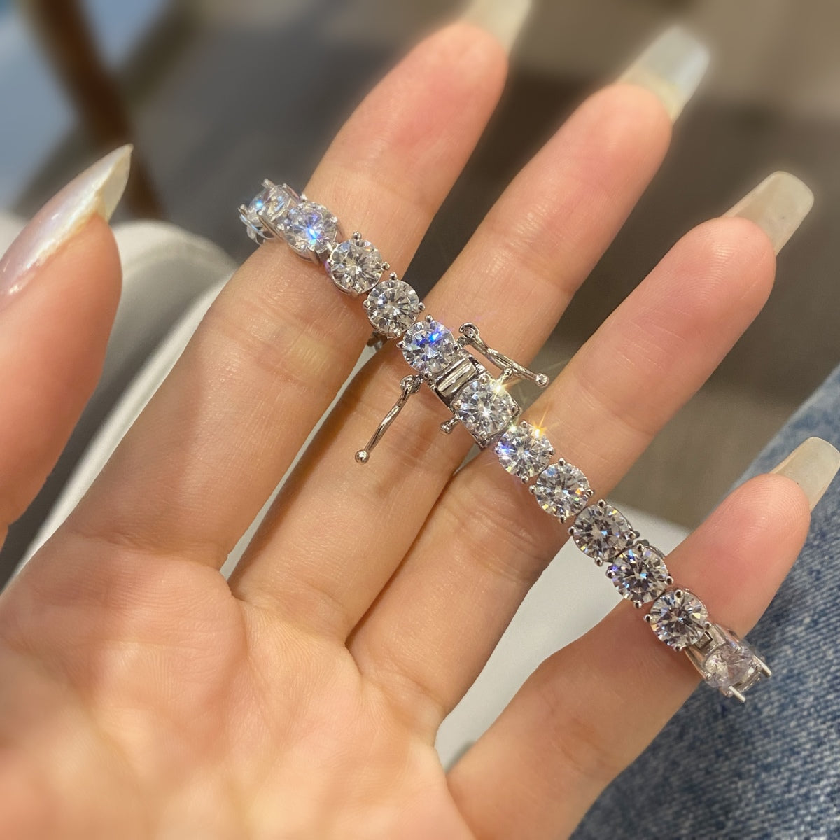 [Echo Fine ]0.75 Carat Dazzling Round Cut Wedding Bracelet