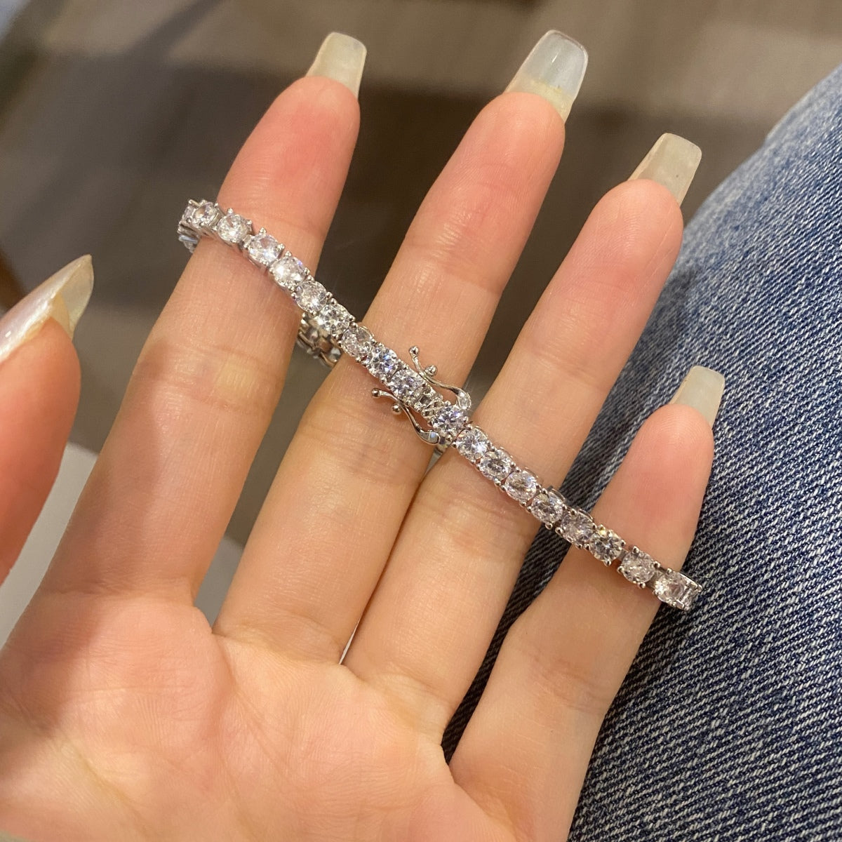 [Echo Fine ]Luxurious Ornate Round Cut Tennis Bracelet