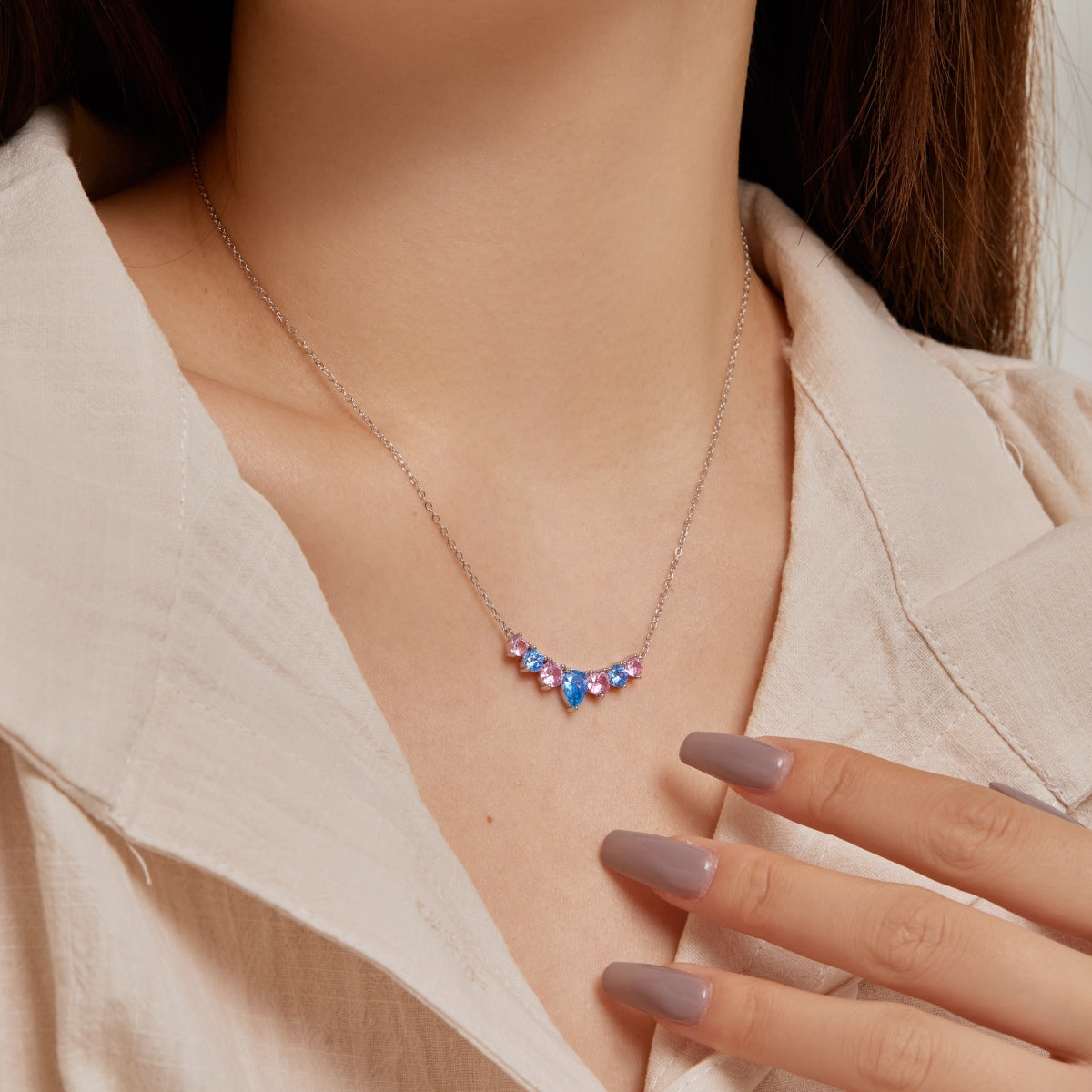 [Echo Fine ]Dainty Colorful Heart Necklace