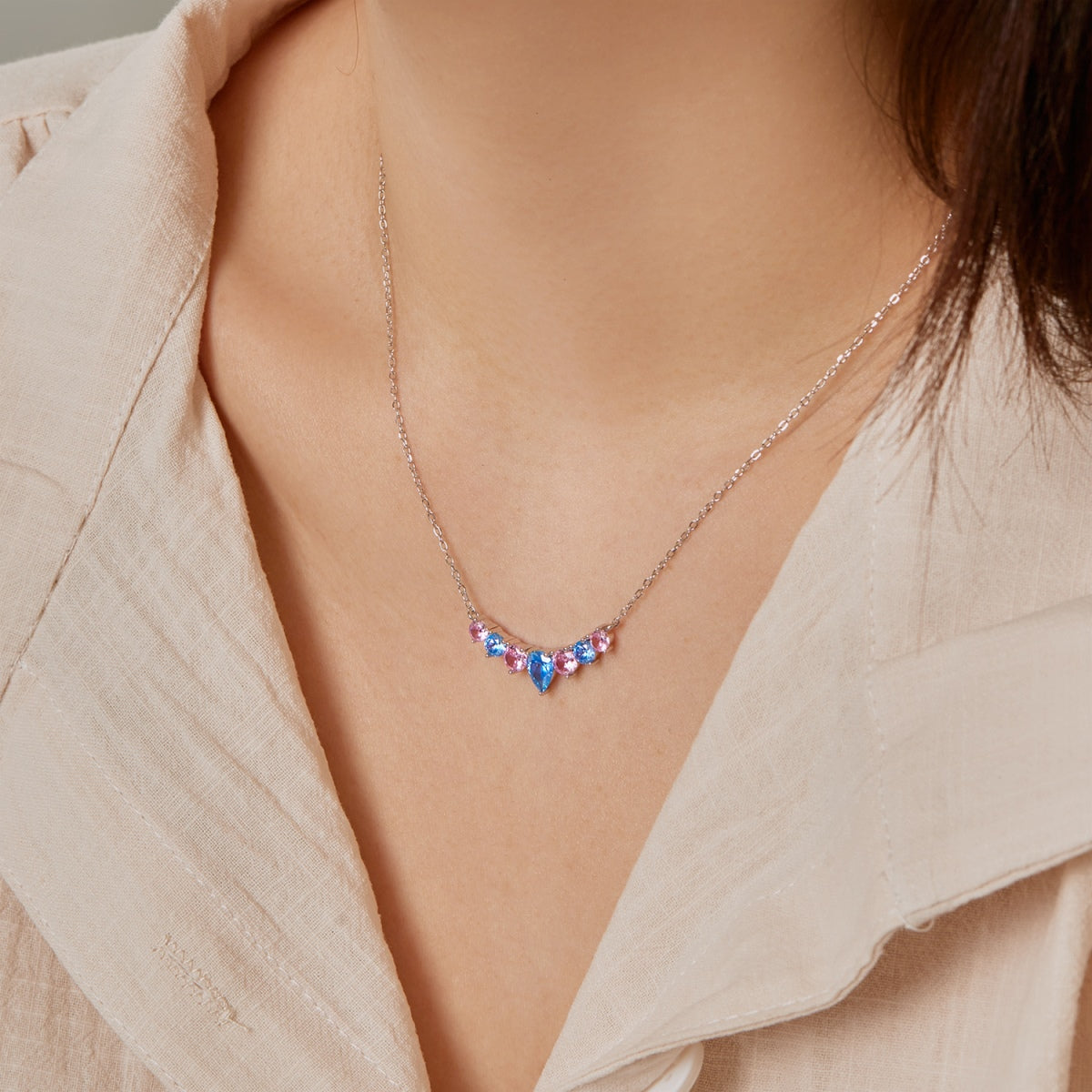 [Echo Fine ]Dainty Colorful Heart Necklace