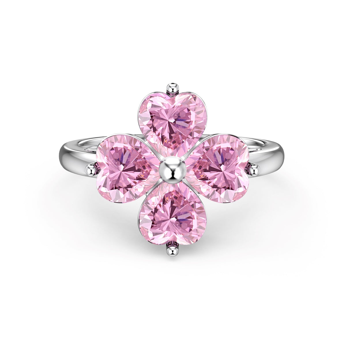 [Echo Fine ]Heart-shaped Four-Leaf Clover Ball Ring