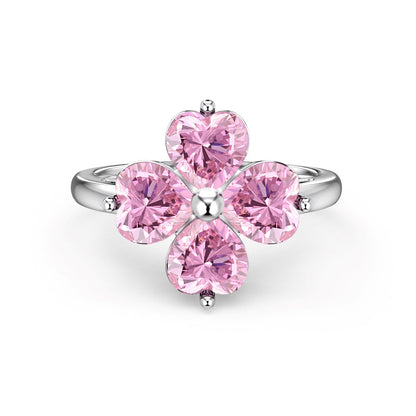 [Echo Fine ]Heart-shaped Four-Leaf Clover Ball Ring