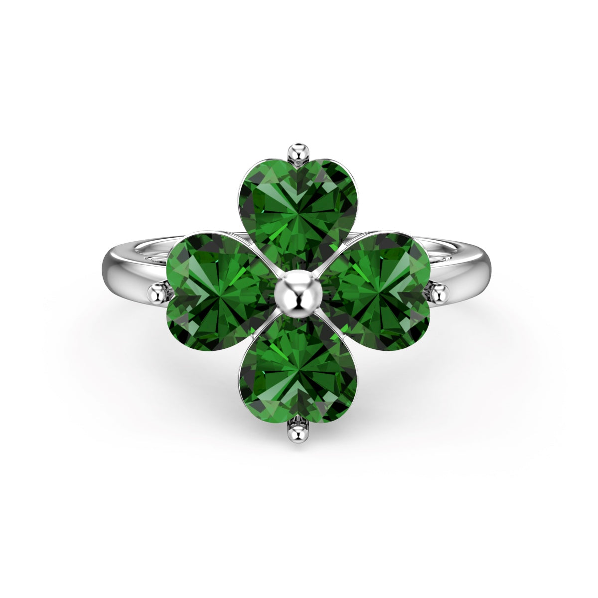 [Echo Fine ]Heart-shaped Four-Leaf Clover Ball Ring