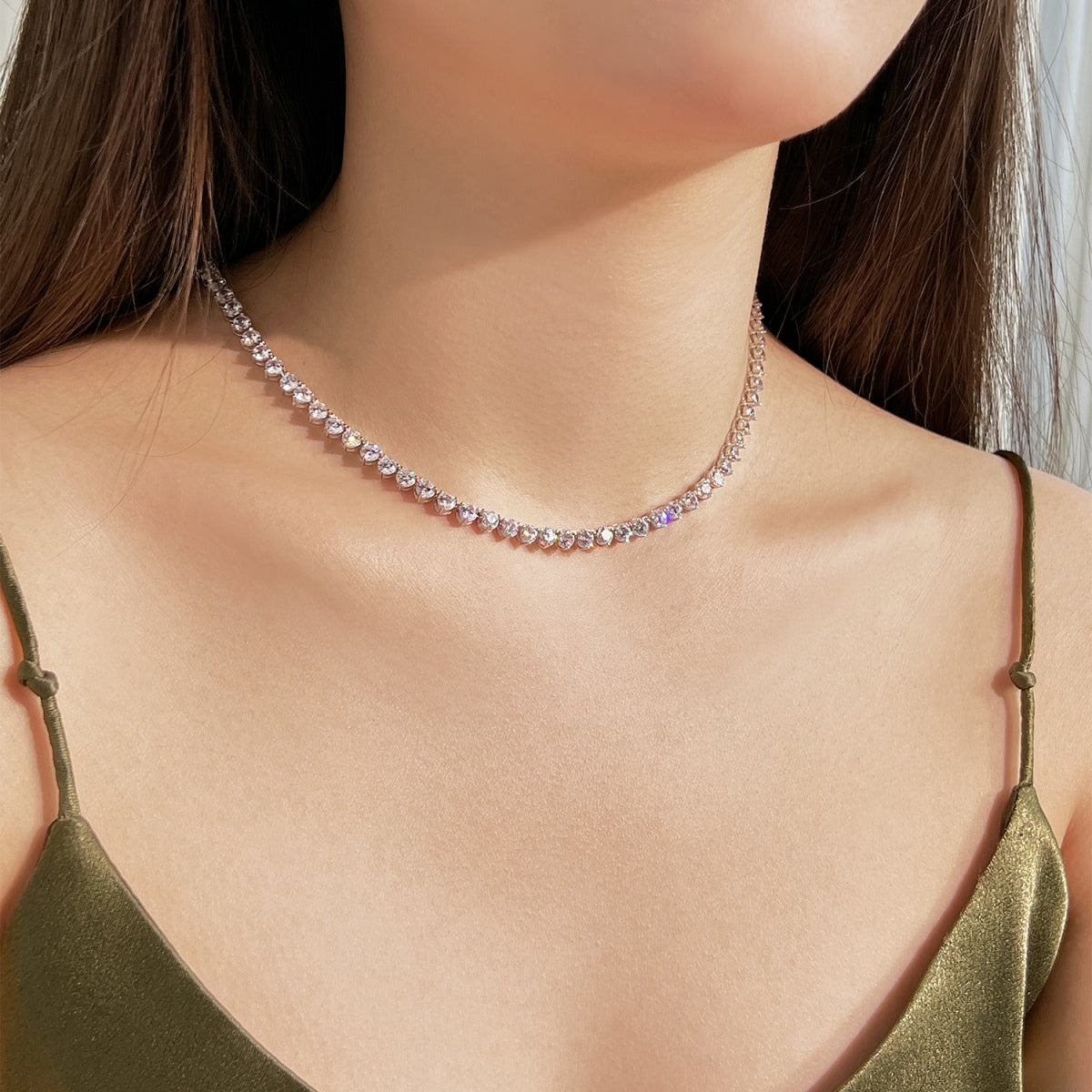[Echo Fine ]Ornate Heart Cut Tennis Necklace