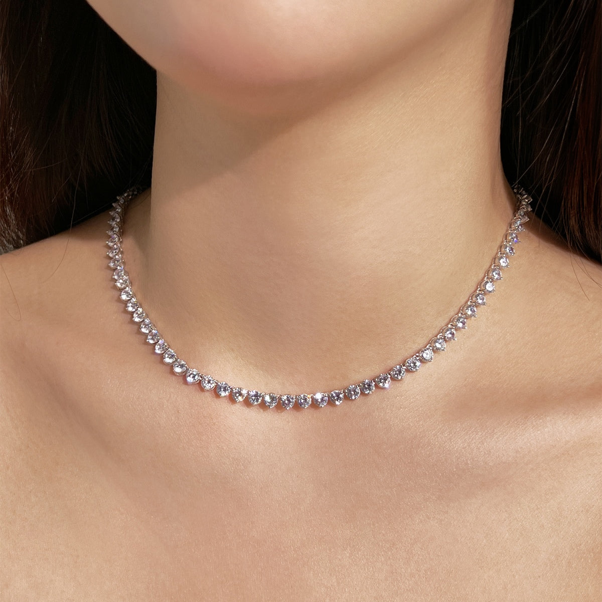 [Echo Fine ]Ornate Heart Cut Tennis Necklace