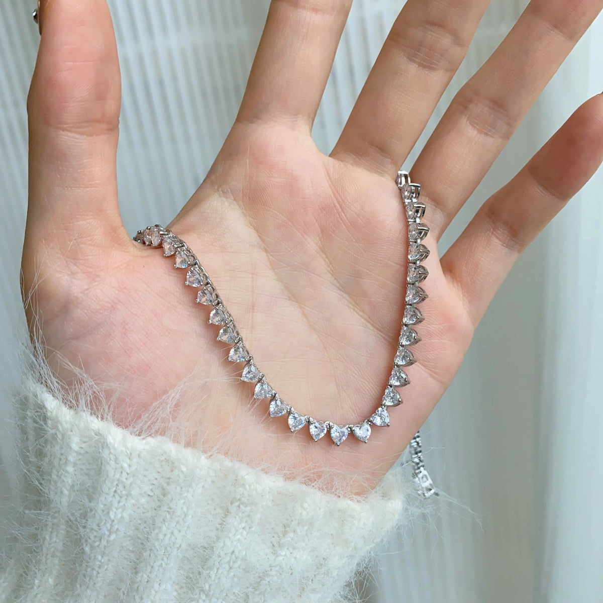 [Echo Fine ]Ornate Heart Cut Tennis Necklace