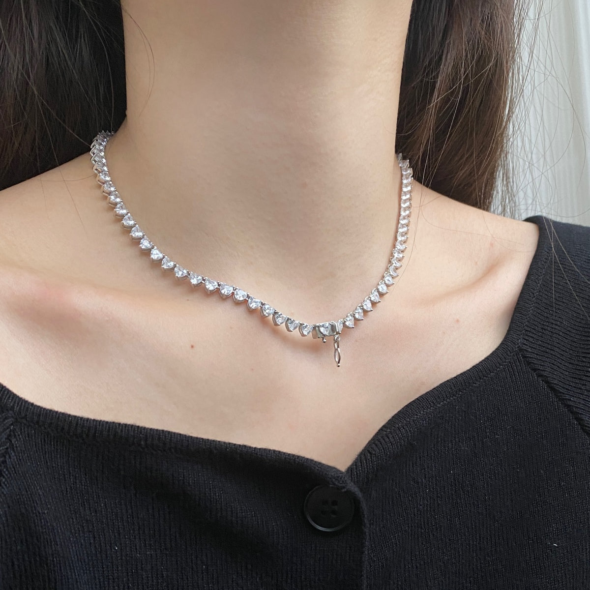 [Echo Fine ]Ornate Heart Cut Tennis Necklace