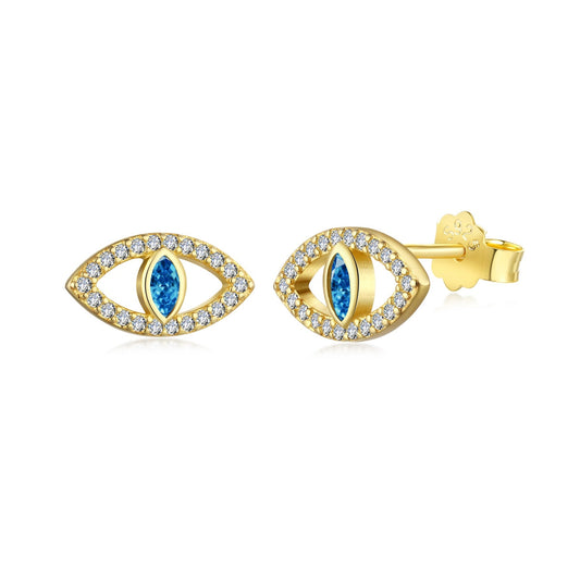 [Echo Fine ]Blue Devil Eyes Hollow Stud Earrings