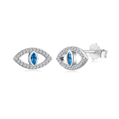 [Echo Fine ]Blue Devil Eyes Hollow Stud Earrings