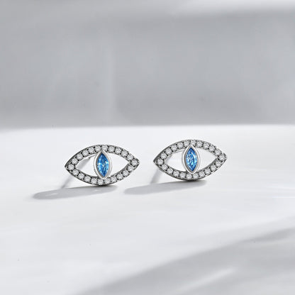 [Echo Fine ]Blue Devil Eyes Hollow Stud Earrings