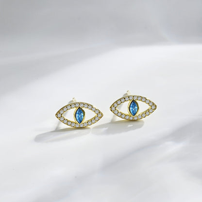 [Echo Fine ]Blue Devil Eyes Hollow Stud Earrings