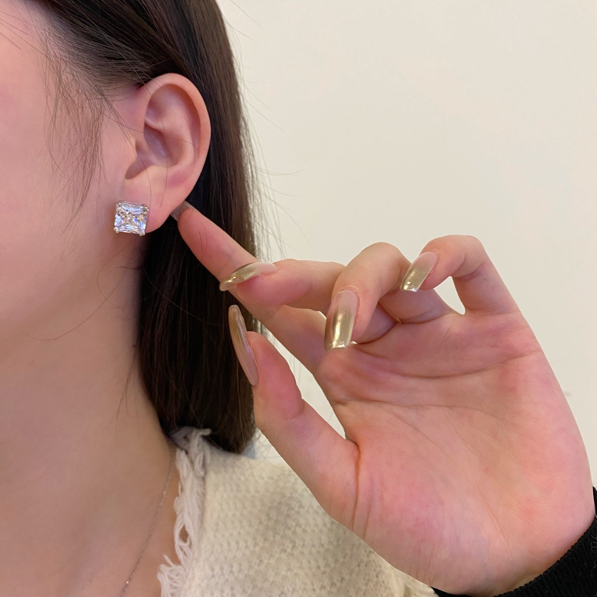 [Echo Fine ]Delicate Square Shape Earrings