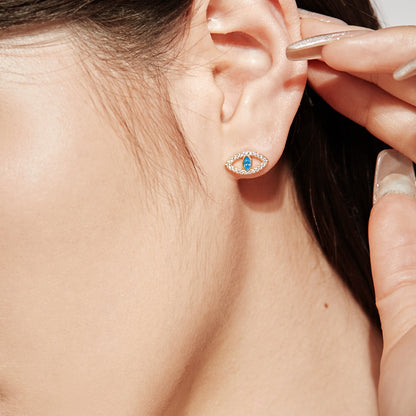 [Echo Fine ]Blue Devil Eyes Hollow Stud Earrings