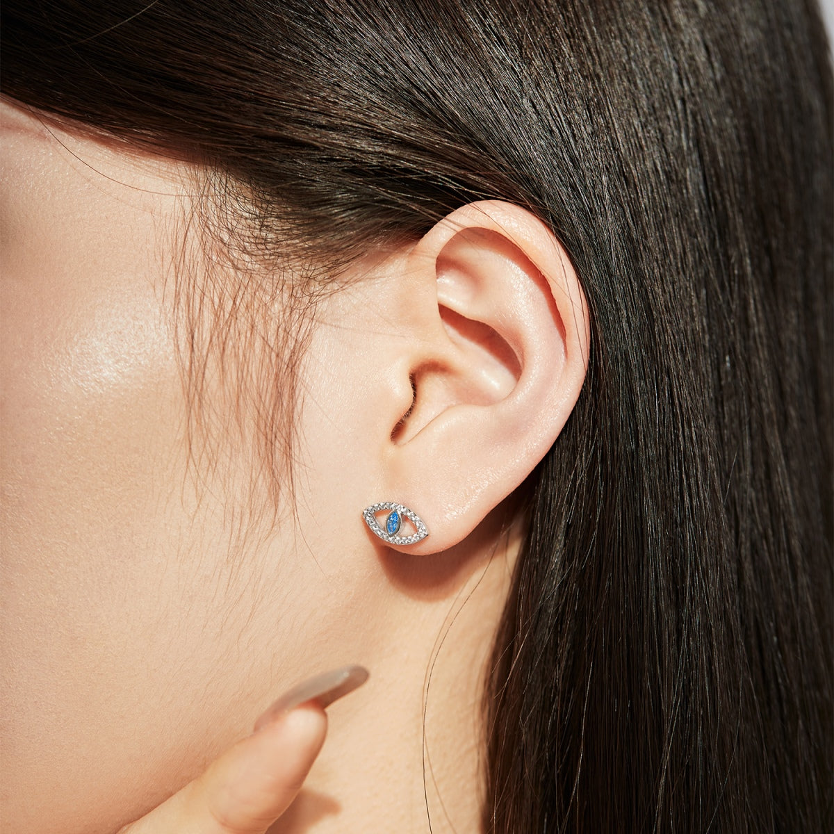 [Echo Fine ]Blue Devil Eyes Hollow Stud Earrings