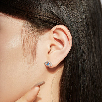 [Echo Fine ]Blue Devil Eyes Hollow Stud Earrings