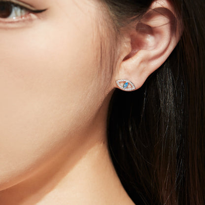 [Echo Fine ]Blue Devil Eyes Hollow Stud Earrings