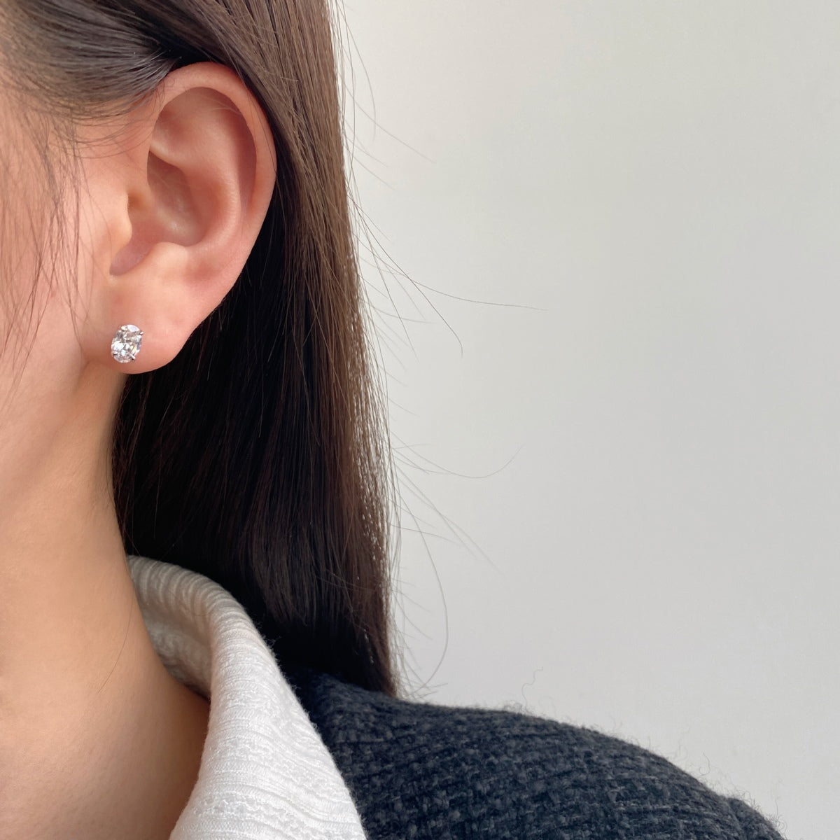 [Echo Fine ]Oval Classic Dignified Elegant Earrings