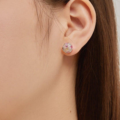 [Echo Fine ]Ornate Colorful Octagon Shape Daily Earrings