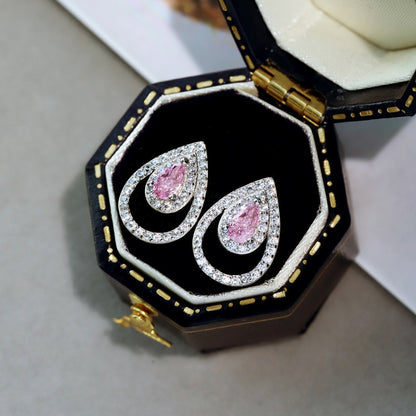[Echo Fine ]Sparkling Delicate Water Drop Shape Daily Earrings