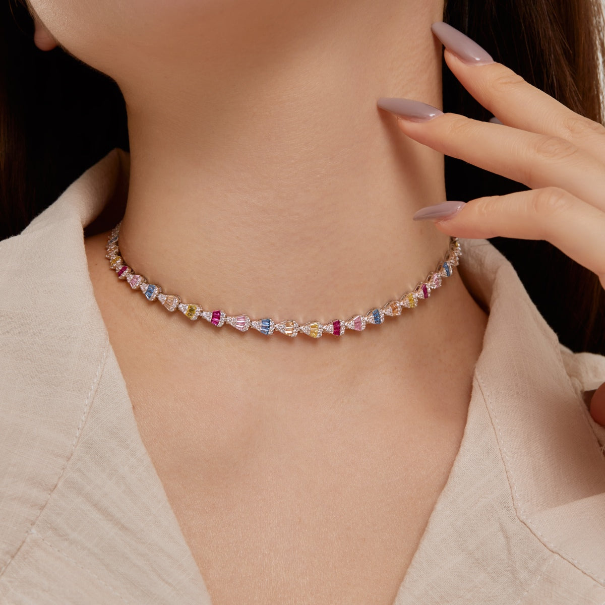 [Echo Fine ]Radiant Colorful Rainbow Necklace