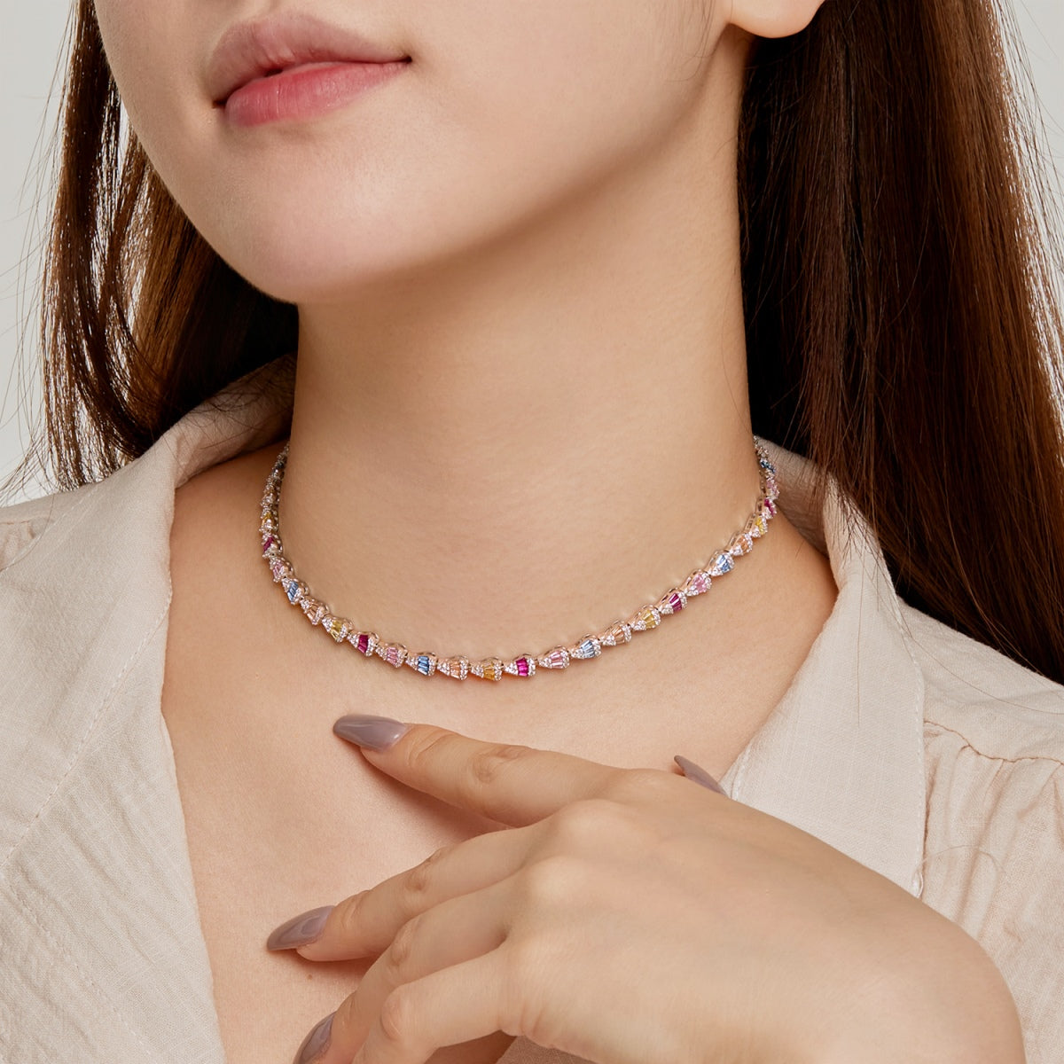 [Echo Fine ]Radiant Colorful Rainbow Necklace