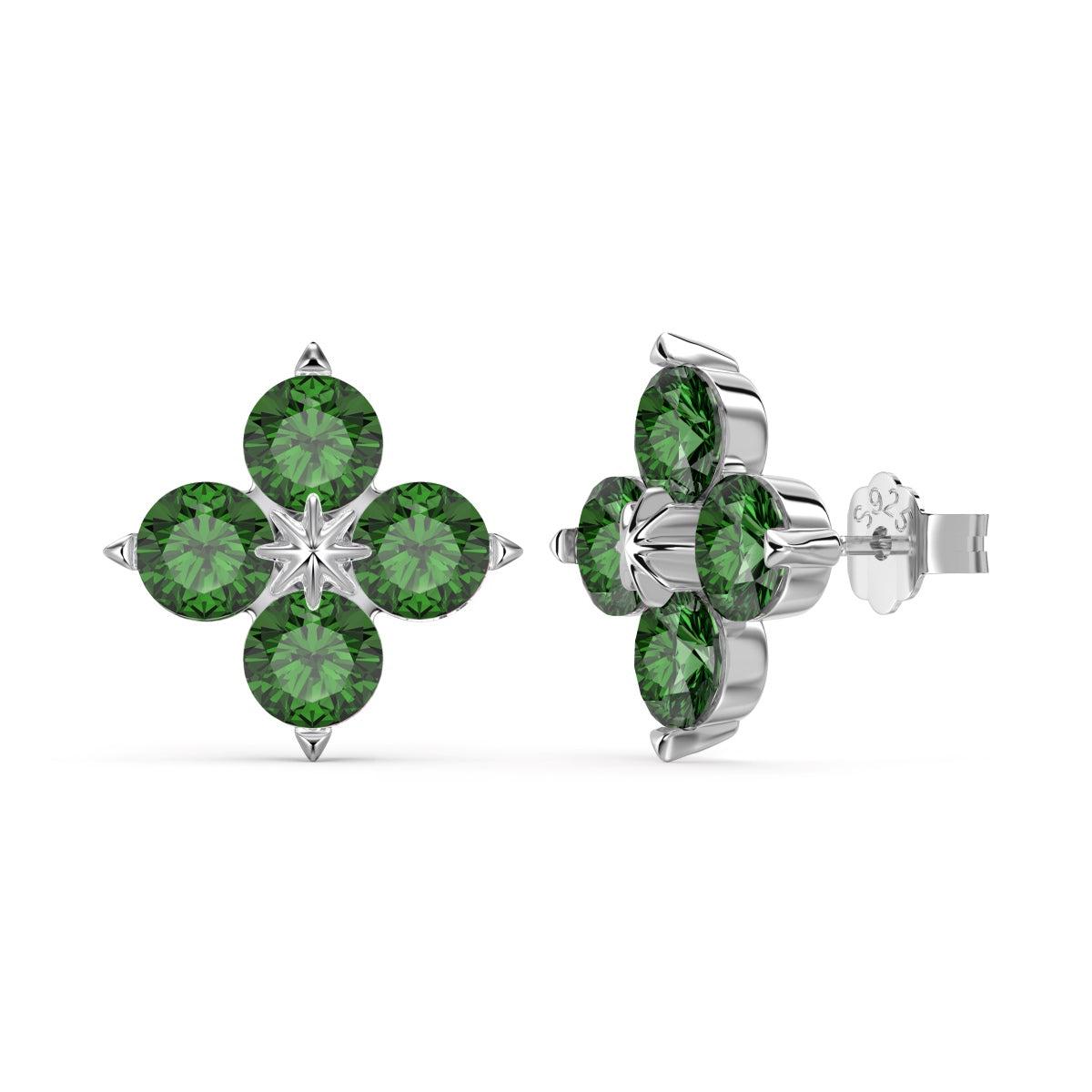 [Echo Fine ]Four-Leaf Clover Eight-Pointed Star Earrings