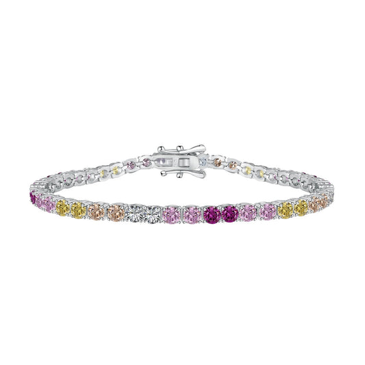 [Echo Fine ]Radiant Colorful Round Cut Tennis Bracelet