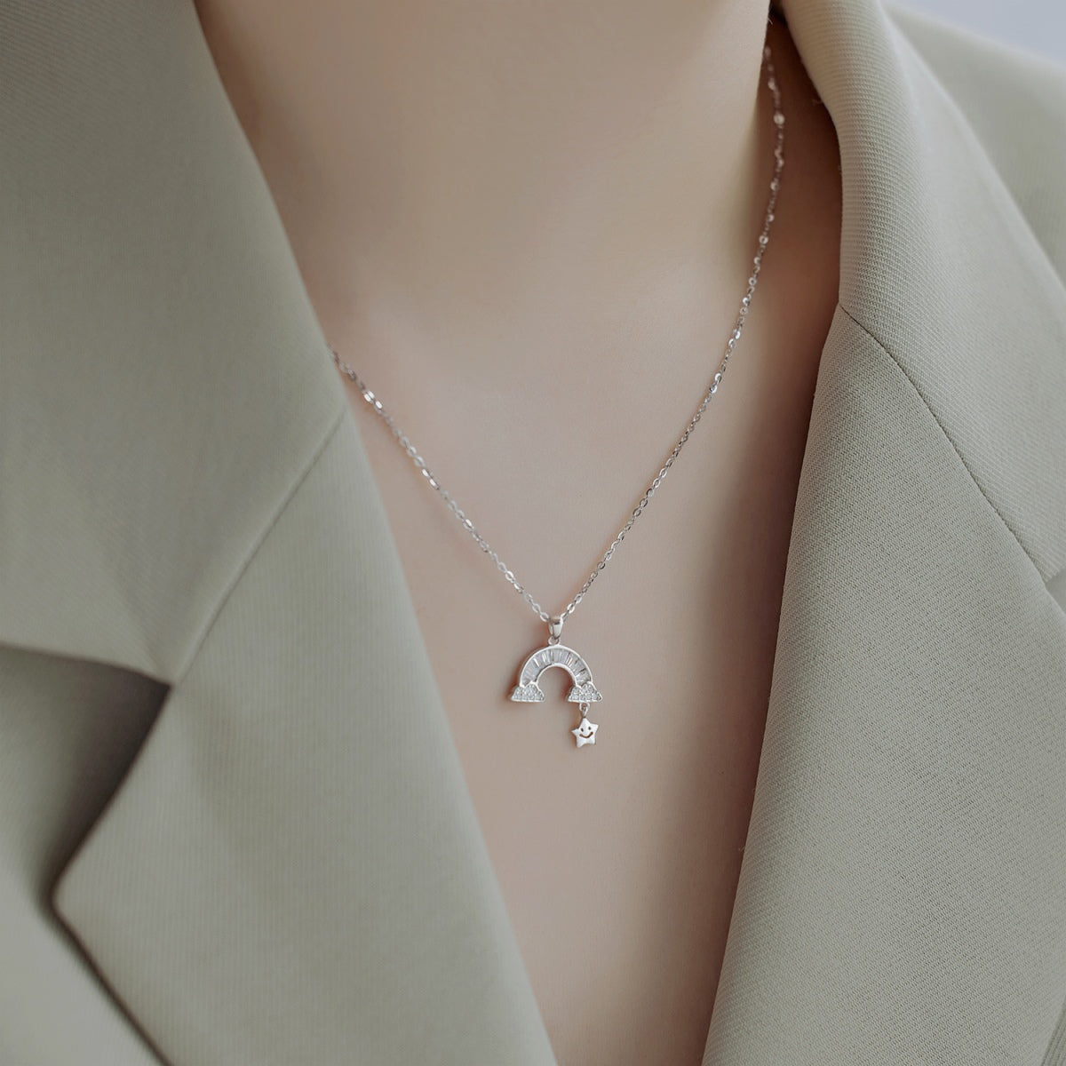 [Echo Fine ]Unique Rainbow Star Necklace