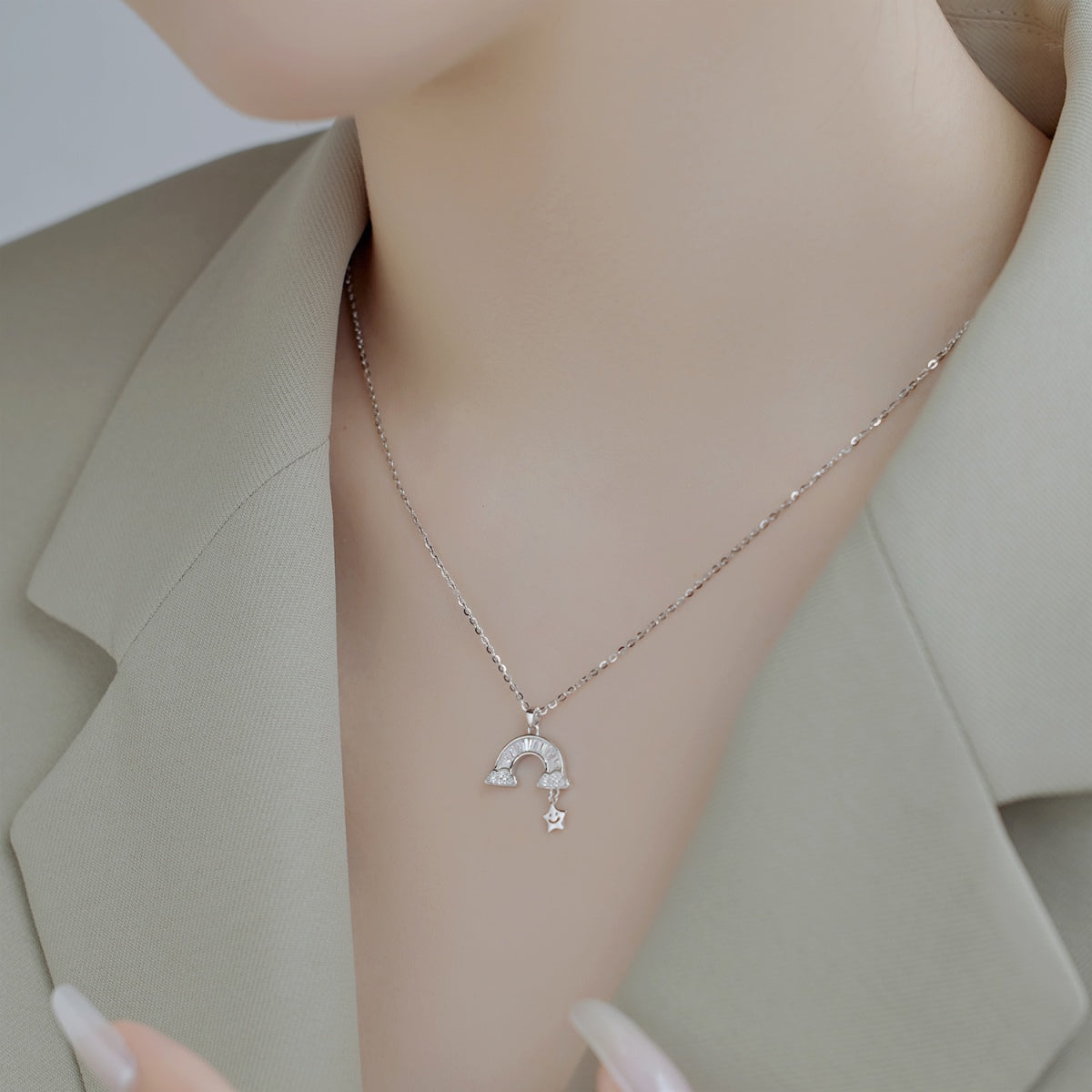 [Echo Fine ]Unique Rainbow Star Necklace