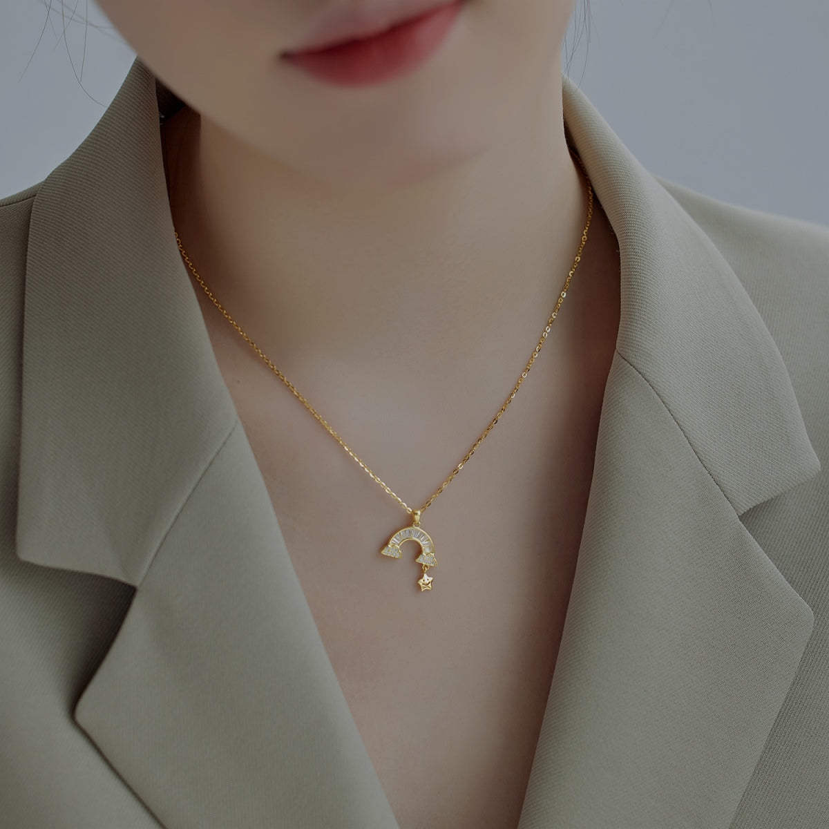 [Echo Fine ]Unique Rainbow Star Necklace