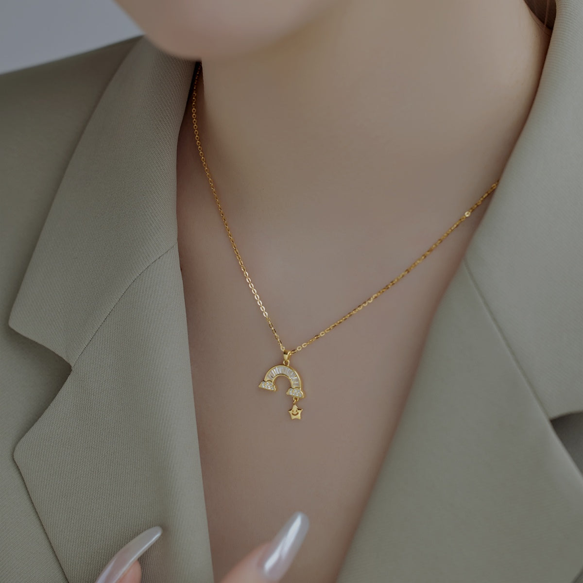 [Echo Fine ]Unique Rainbow Star Necklace