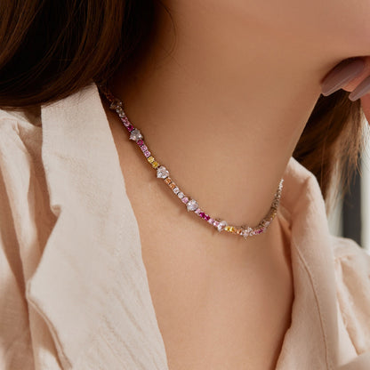 [Echo Fine ]Delicate Colorful Rainbow Tennis Chain