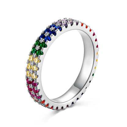 [Echo Fine ]Unique Colorful Round Cut Tennis Ring