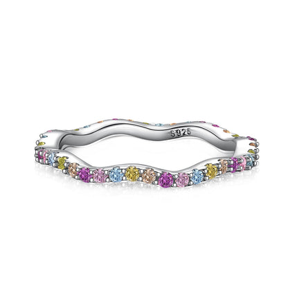 [Echo Fine ]Dainty Colorful Round Cut Party Ring